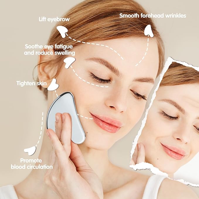 Flagest Stainless Steel Gua Sha Facial Tools, Metal Guasha Tool for Face