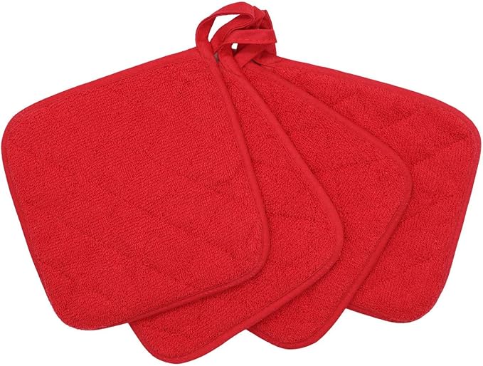 GQZLUCK Cotton Pot Holders, Hot Pads for Kitchen,Set of 4, Red