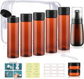 Wowang 9 PCS 3.4oz Travel Bottles for Toiletries TSA Approved Travel Size Containers Leak Proof Plastic Squeeze Bottle Small Cream Jars & Refillable Spray Bottle for Shampoo Conditioner Toner(Brown)