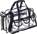Professional Clear PVC Makeup Kits Organizer Make up Set Bag MUA Carry All Artist Transparent Vinyl Travel Cosmetic Bag with 6 External Pockets & Tissue Holder