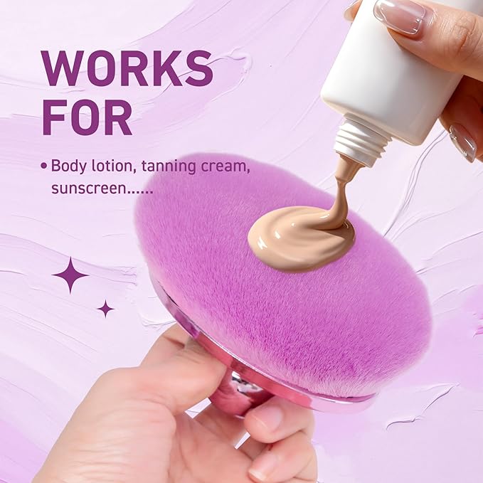 Extra Large Body Makeup Brush for Self Tanner – 115mm Wide Oval Kabuki Body Brush for Bronzer Blend & Blur, Vegan Fiber Self Tanning Brush for Legs & Body with Drawstring Bag by Yoseng-Purple