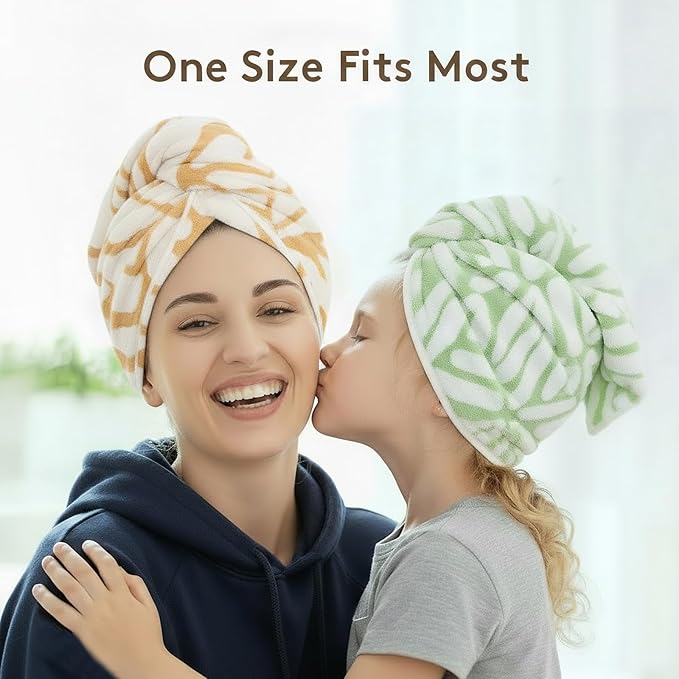 2-Pack Microfiber Hair dring Towel | 50% Faster Drying, Ultra Absorbent & Frizz Control | for Long/Curly Hair | 16 * 26" Large Size | Travel Gym Home Use(Yellow,Green)