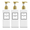 White Shampoo Bottles with Gold Pump, YACEYACE 16.9oz Set of 3 Empty