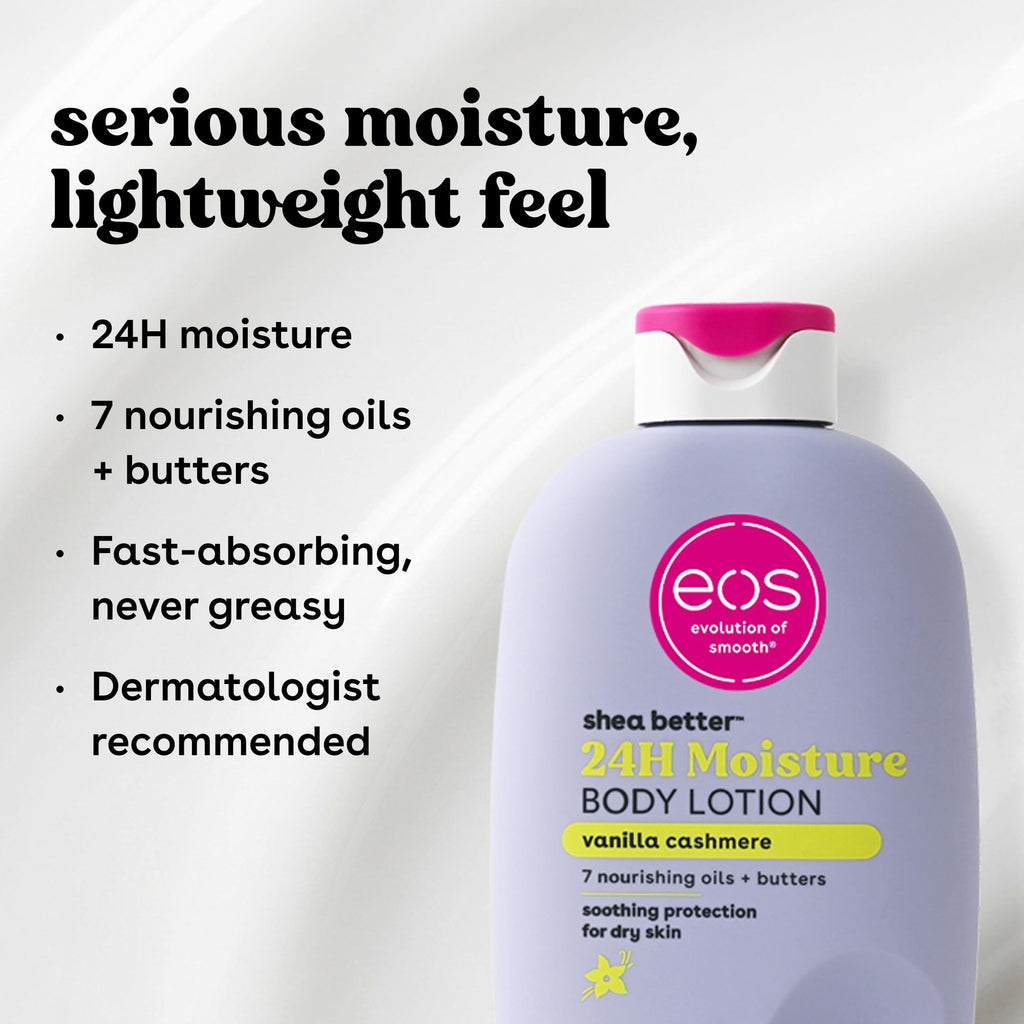 Bundle of eos Shea Better Body Lotion + Body Oil, Vanilla Cashmere, 24-Hour Moisture Skin Care, Lightweight & Non-Greasy, Natural Shea, Vegan