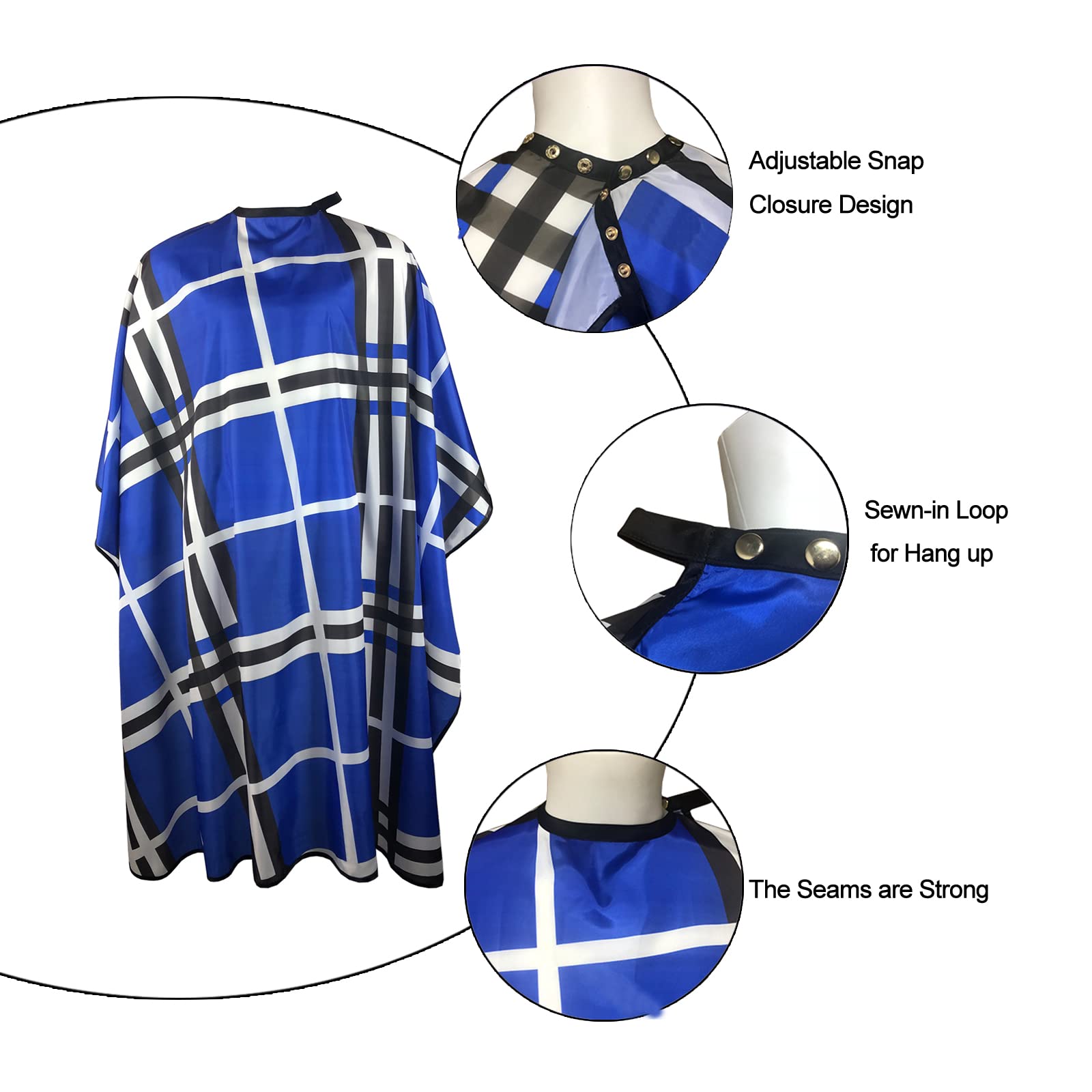 Pelocapa Haircut Barber Cape for Men - Professional Salon Cape With Snap Closures, Large Waterproof for Adults, Hair Cutting, Styling - 63" 56" (Blue)