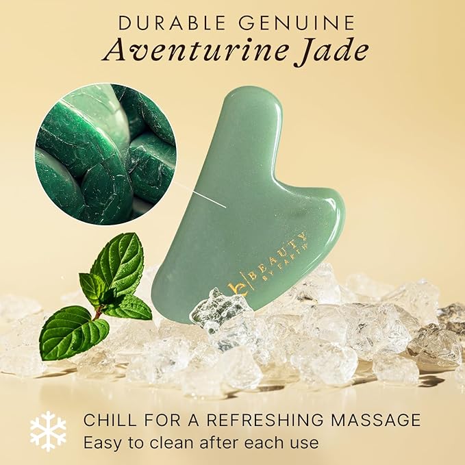 Beauty by Earth Jade Gua Sha Facial Tools - Depuffer & Massager Tool