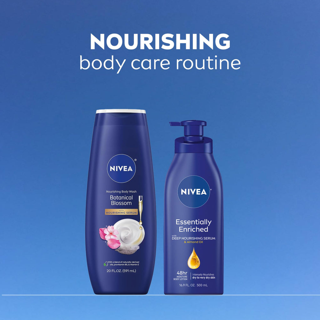 NIVEA Nourishing Botanical Blossom Body Wash, Nourishing Serum, 20 FL OZ