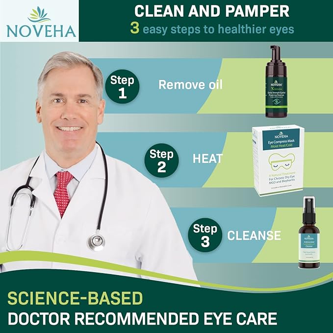 NOVEHA Extra Strength Tea Tree Eyelid & Face Foaming Cleanser – Daily Cleansing Foam with Tea Tree Oil, Coconut Oil, Vitamin E & Pro-Vitamin B5 – For Eyelids, Lashes & Face – 3.38 fl oz (100ml)