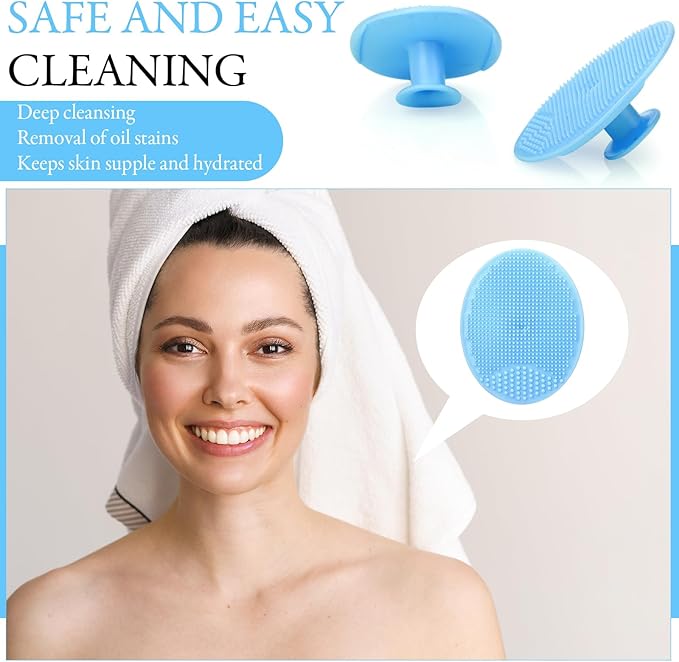 Nuogo 40 Pack Facial Cleansing Brush Face Scrubber Face Exfoliator Exfoliating Brush Soft Silicone Scrubber Handheld Wash Scrub Pad Tool for Deep Cleaning Pore Blackhead Skin Care Women (Blue)