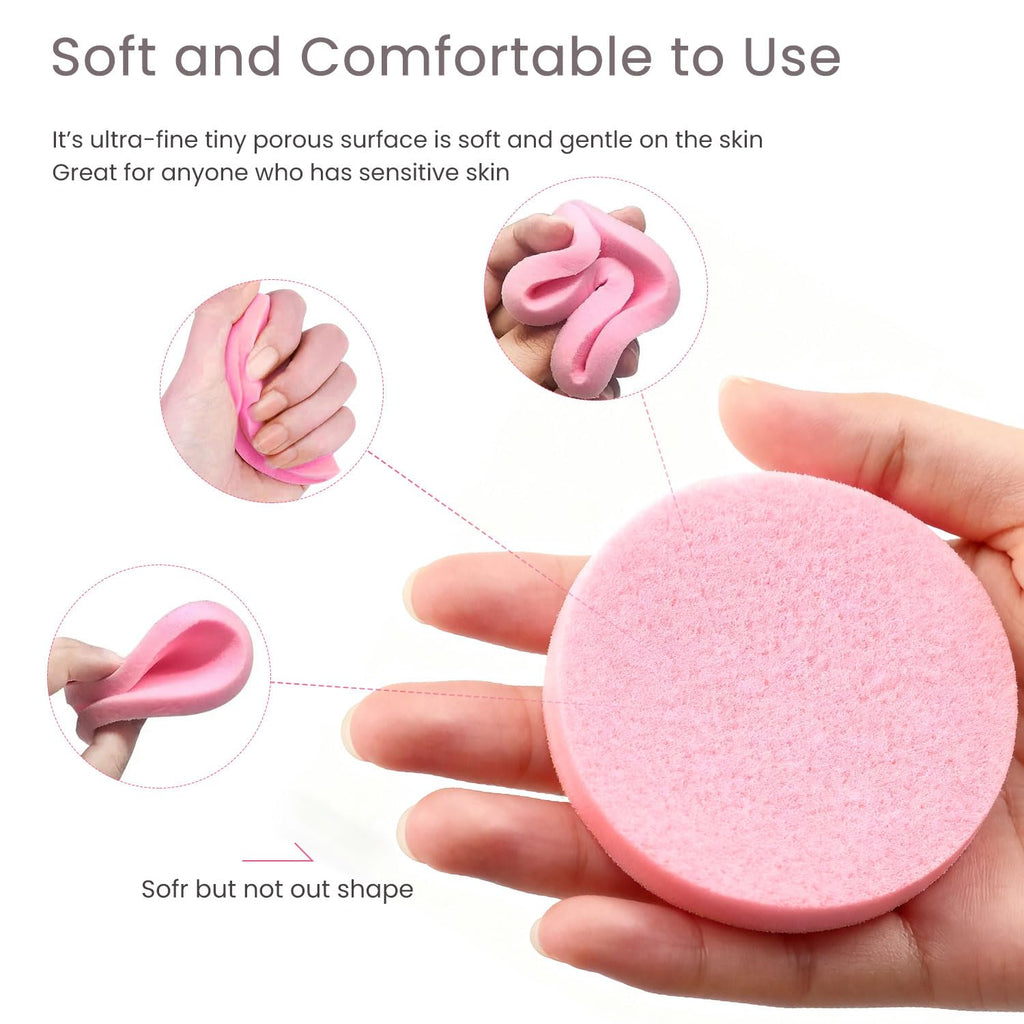 Akariyo 120 PCS-Compressed Facial Sponges,100% Natural Cellulose Face Sponge, Professional Cosmetic Spa Sponges for Daily Facial Cleansing,Exfoliating,Makeup Removal,Travel Skincare Essentials (Pink)