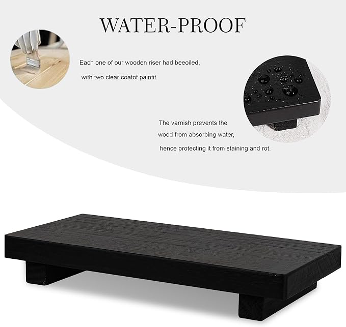 Wood Bathroom Tray Farmhouse Decor Kitchen Soap Holder, 10"x4.5" Black