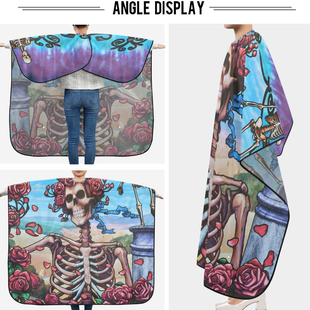 Visesunny Barber Cape - Flower Skull Polyester Hair Cutting Salon Apron Anti-Static Haircut Water-Resistant Shaving Cloth Beard Shaving Bib Hairdressing Cape