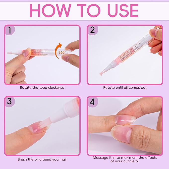Foncomy 2PCS Cuticle Oil Pen for Nails,Nail Oil Pen for Nail Care,Cuticle Oil for Nails with Nail File,Nail Oil Cuticle Prevent Dry Cracking and Hangnails,Deep Nourishment(Pineapple & Peach Flavor)