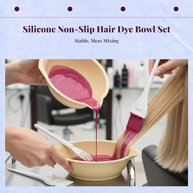 Generic Hair Dye Coloring Set Color Mixing Tool Professional Hair Coloring Bowl Soft Bristle Brush, Yellow
