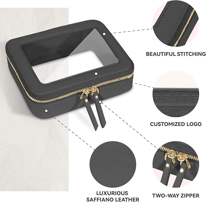 Prite Clear Makeup Bag Travel Cosmetic Organizer Toiletry Case for Women