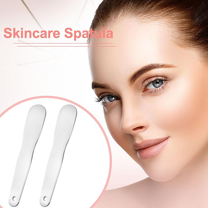 3pcs Mini Stainless Steel Makeup Spatula, 3.35x0.69in Reusable Cosmetic Cream Spatulas Spoon, Silver Facial Skincare Scoop Applicator Massage Beauty Tools for Mixing and Sampling Face Eye Cream