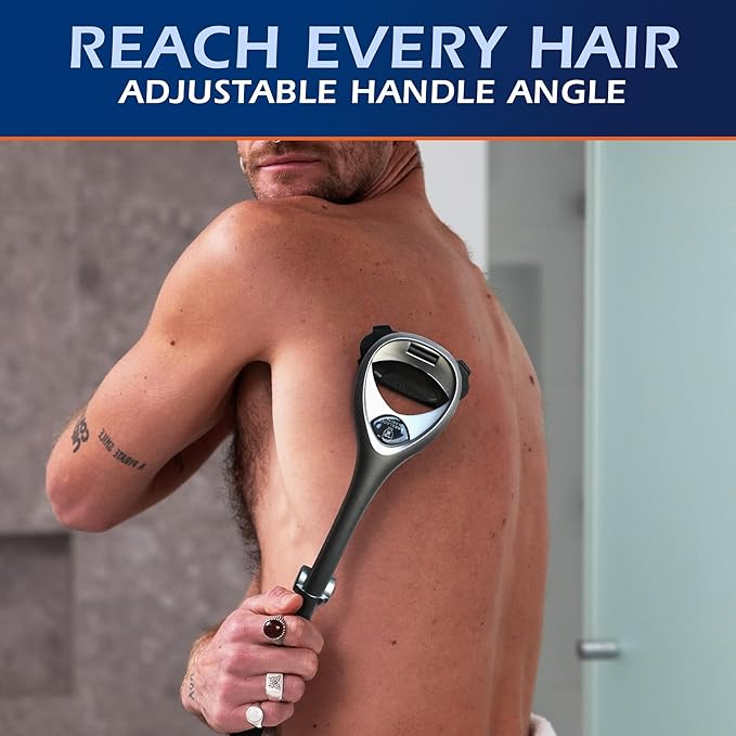 Bakblade 2.0 SilverBak Back Shavers for Men: DIY Hair Shaver, Safety Blade Technology & Ergonomic Handle, Wet & Dry Shaving (Extra Blades Included)