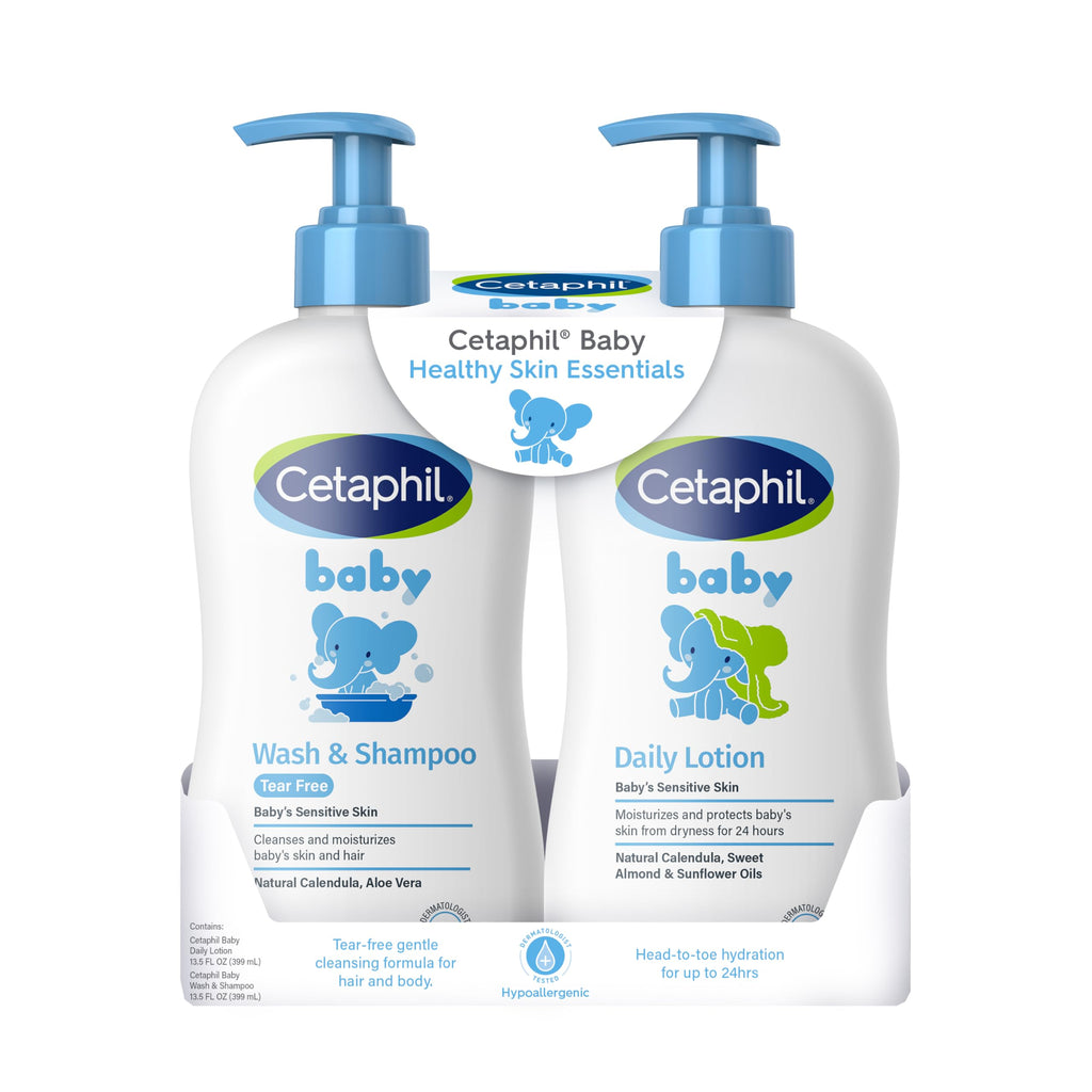 Cetaphil Baby Wash & Shampoo + Lotion, Sensitive Skin, 13.5oz, 2ct