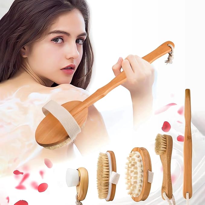 Zeutch Premium Dry Brushing Body Brush Set, Exfoliating & Glowing Skin