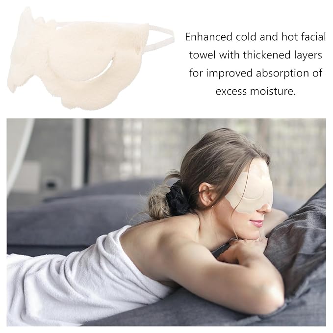 Luxshiny Thickened Hot Cold Compress Face Towel with Eye Mask Double-layer Facial Steaming Towel for Beauty and Skin Care with String for Facial Hot and Cold Therapy