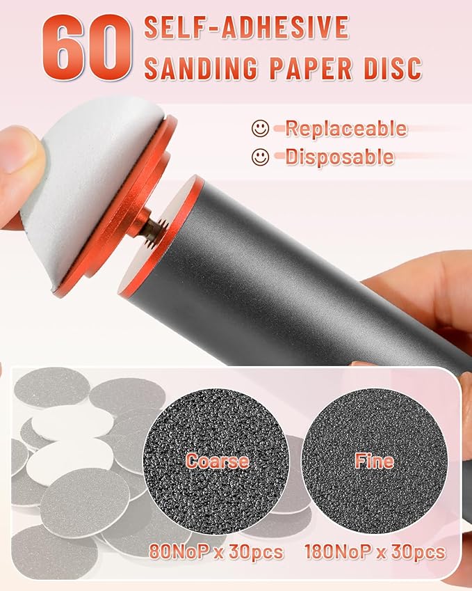 DERMAWAVE FSA&HSA Electric Callus Remover for Feet with 60 Sandpaper Discs, Adjustable Speed Professional Foot File Electric Heel Grinder Sander Pedicure Tool for Dead Skin