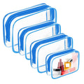 AURUZA Clear Makeup Bag,Portable Travel Toiletry Bags with Zipper, TSA Approved Clear Organizer Bags, PVC Cosmetic Pouch for Airport Airline Compliant (4 Packs Blue)