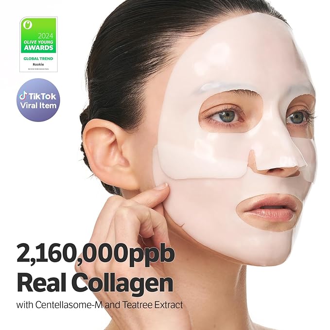 SUNGBOON EDITOR Deep Collagen CICA Tea Tree Overnight Mask, Acne Mask for Redness & Soothing, 2,160,000PPB Collagen + Tea Tree + Centella, Korean Skincare, 4ea, Gifts for Women