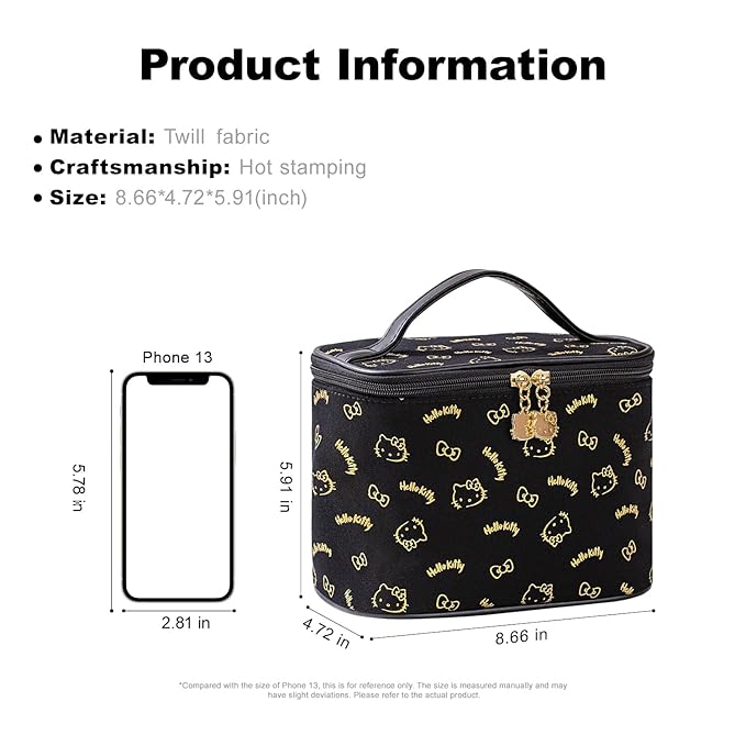 Vimanllie Makeup Bag Large Capacity Travel Cosmetic Bag with Dedicated Brush Holder,Cute Printed Makeup Organizer for Women Traveling,Portable Toiletry Bag for Girls