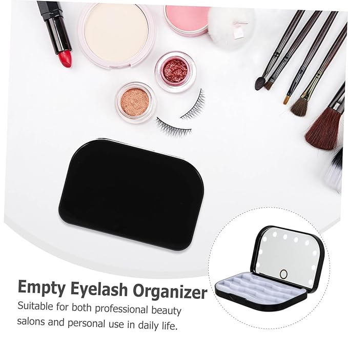 OSOLADY Organizer Box for Eyelashes Lash Tray Holder Led Lighted Lash Storage Case for Makeup