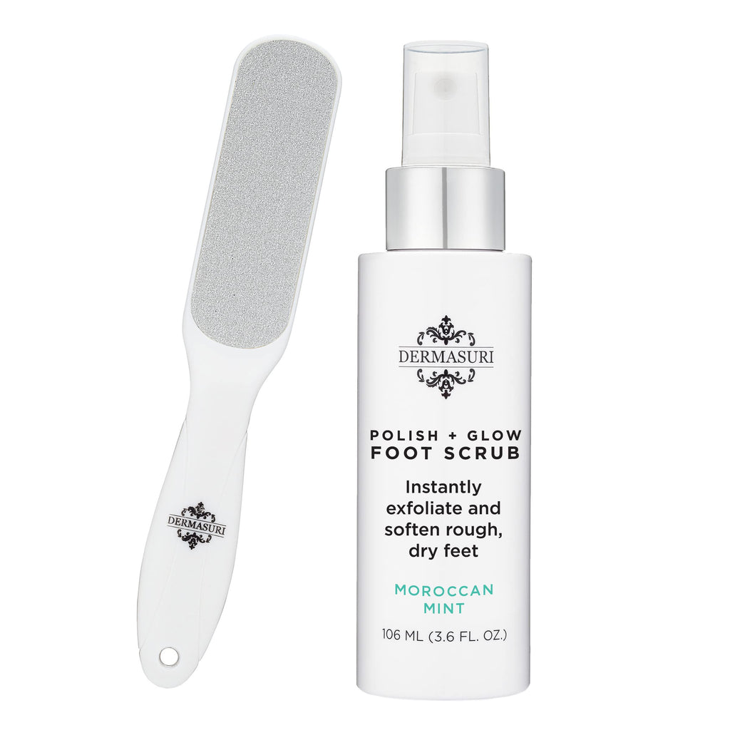 Dermasuri Callus Remover Spray & Foot File Kit, Pedicure Tools for Feet