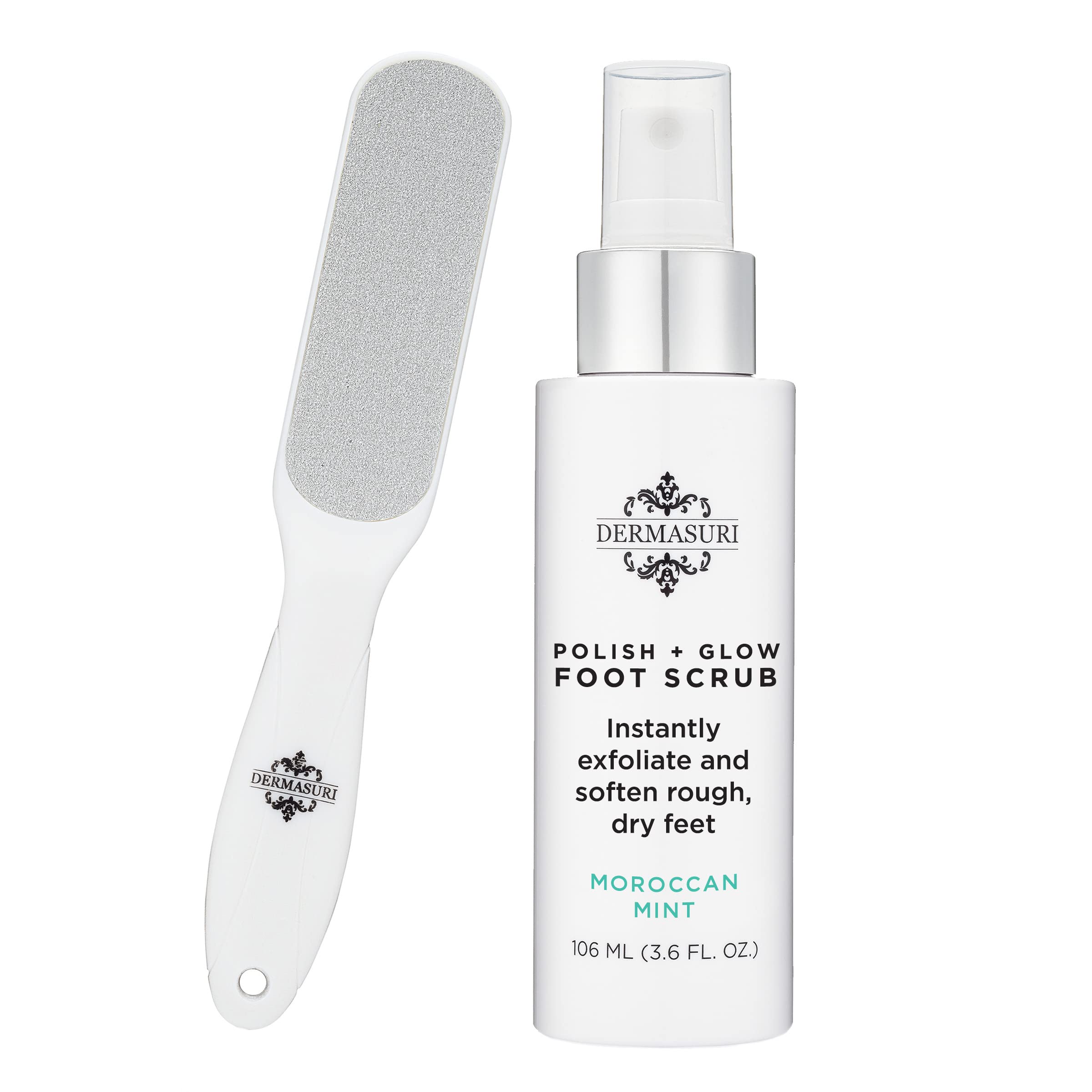 Dermasuri Callus Remover Spray & Foot File Kit, Pedicure Tools for Feet