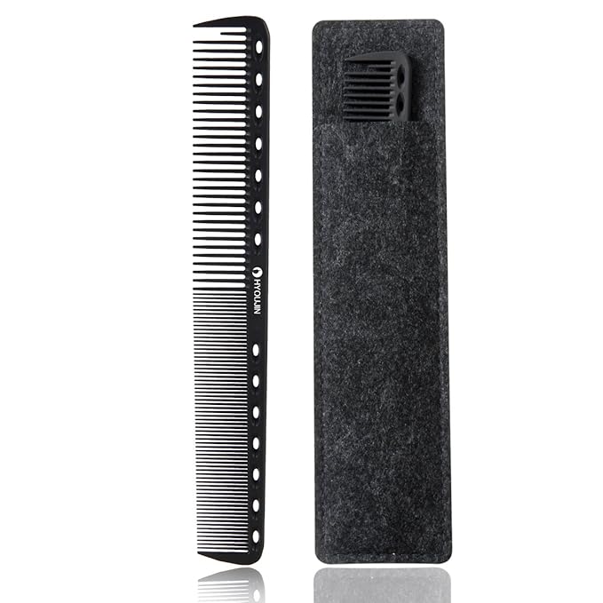 HYOUJIN 605 Carbon Fine Cutting Comb,230℃ Heat Resistant,Anti-Static Comb