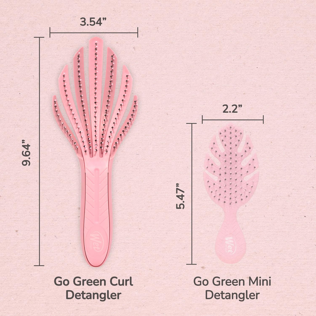 Wet Brush Go Green Curl Detangler Hair Brush - Pale Pink Ultra-Soft IntelliFlex Detangling Bristles Glide Through Tangles with Ease - Great For Curly Hair-No Split Ends & Pain-Free for Wet or Dry Hair