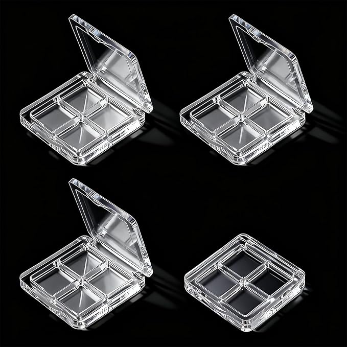 Fampery 4-Pack Empty Lipstick Palette - 4 Grid Clear Empty Makeup Palette Cases - Highlighters Sample DIY Eyeshadow Powder Blush Lipstick Boxes - Travel Eye Shadow Dispensing Storage Container