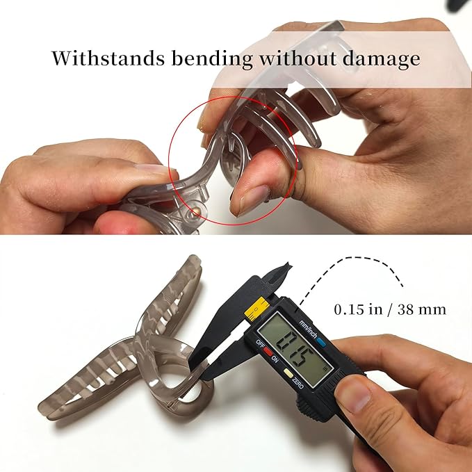 Nalodu 5 Inch Hair Claw Clips Extra Large No Slip Big Jelly XL Clip for Thick Curly Long Hair Women, 4 Pack