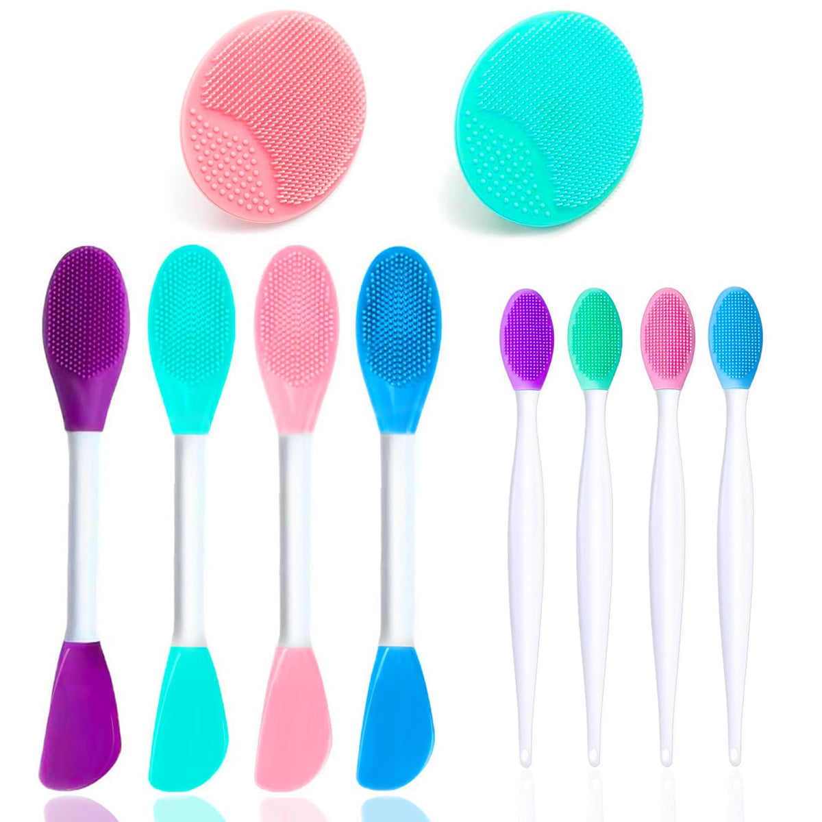 5PCS Silicone Scrubber Set, Lip Scrub Brush, Silicone Face Cleansing Brush, Face Applicator Tool and 2PCS Exfoliating Brushes for Men Women