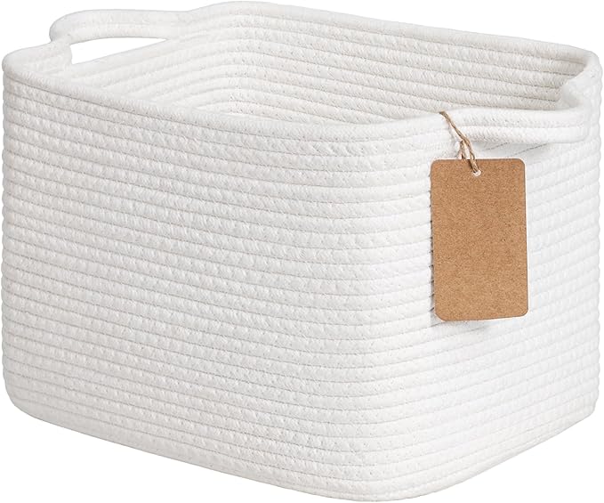 Goodpick Extra Large Woven Rope Storage Basket, Rectangle, Light Gray