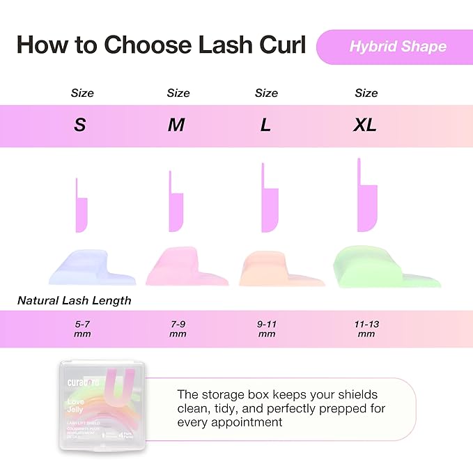 Curacoro Lash Lift Shields, 8 Pcs/4 Sizes Reusable Silicone Rods