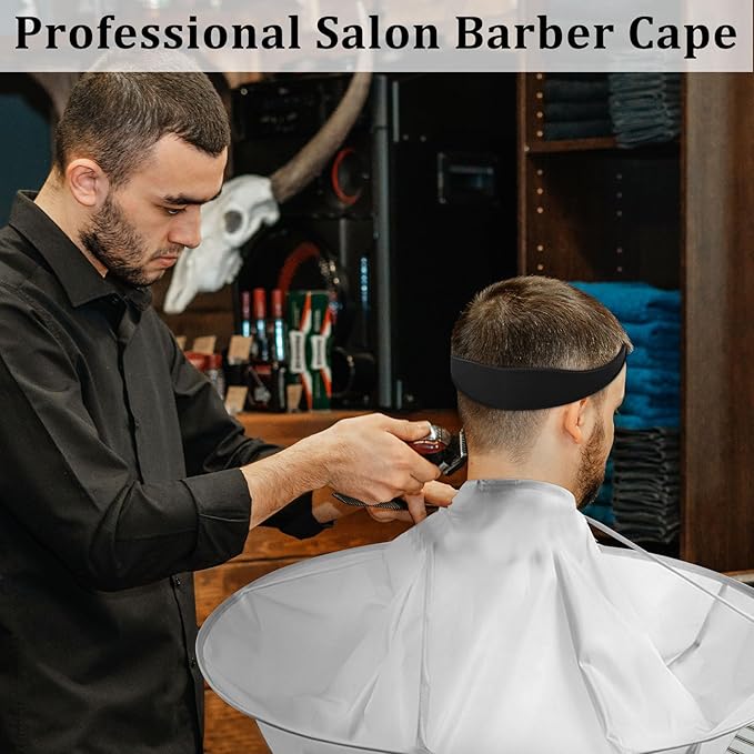 Hair Cutting Capes for Adults, Professional Salon Barber Cape Set, Foldable Waterproof Self Haircut Kit for Men Women, Haircut Cape Apron Self Cut System Accessories, Black