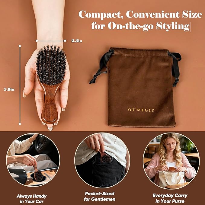 OUMIGIZ Small 100% Boar Bristle Hair Brush Since 1965 British Craftsmanship