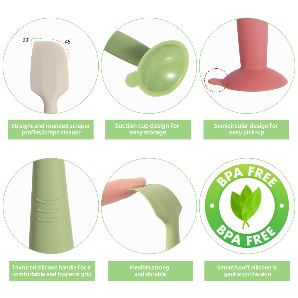 MAIKKB Diaper Spatula with Case, 3 Pack Baby Diaper Cream spatulas with 3 Storage Boxes, Soft Silicone Diaper Cream Applicator Butt Paste Spatula with Suction Base Full Size