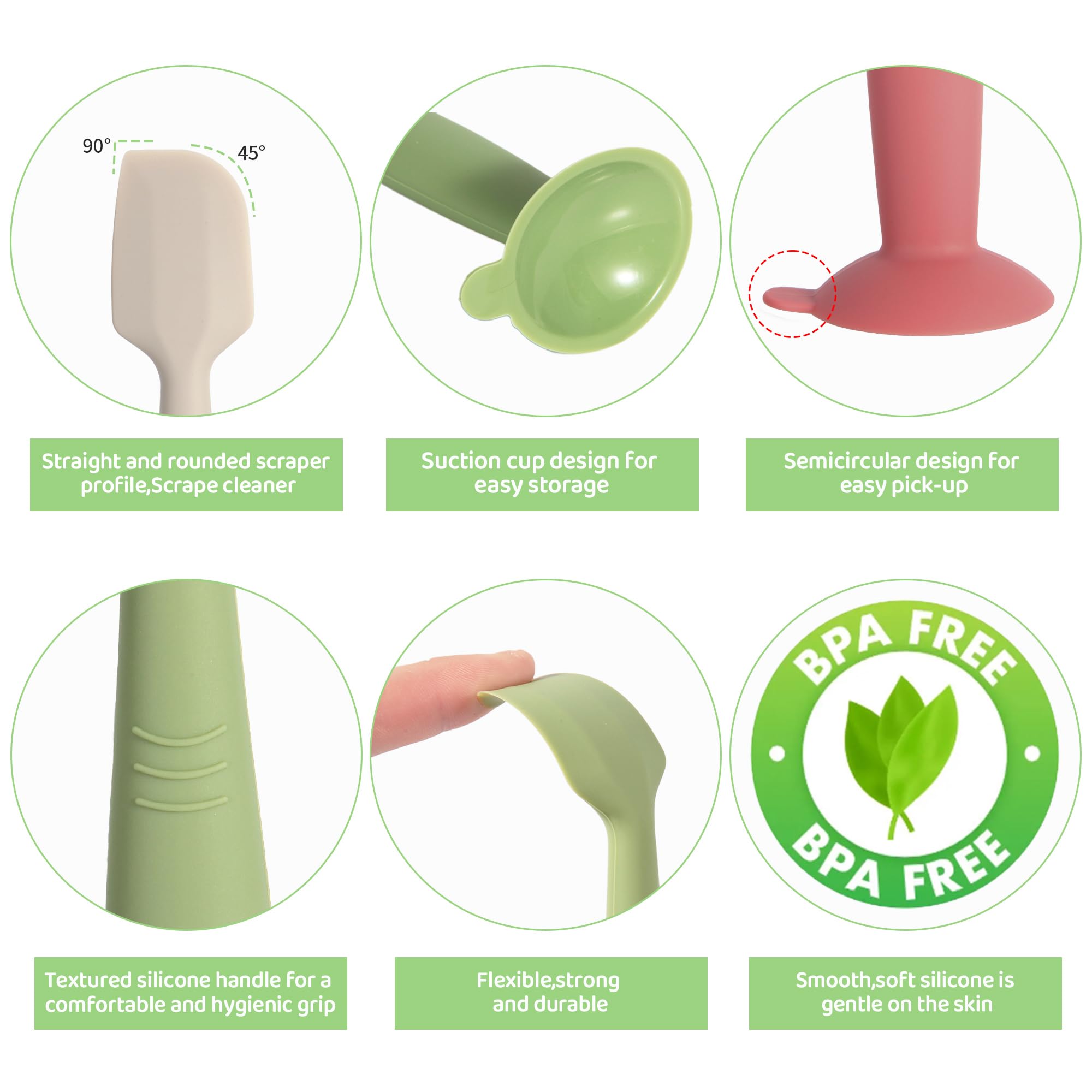 MAIKKB Diaper Spatula with Case, 3 Pack Baby Diaper Cream spatulas with 3 Storage Boxes, Soft Silicone Diaper Cream Applicator Butt Paste Spatula with Suction Base Full Size