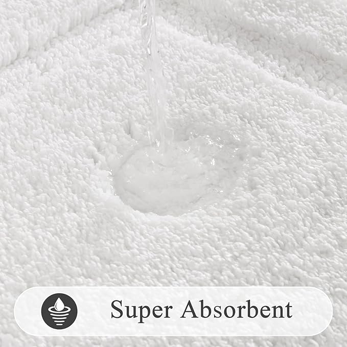 SHACOS White Bathroom Rugs Sets 3 Piece Bath Mat U Shaped Toilet Rug