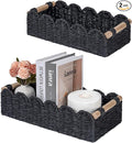 CubesLand Toilet Paper Storage Basket, Scalloped Edge Shelves Basket for Organizing for Over Toilet Tank Storage, Home Decor Baskets for Shelf, Countertop, Living Room, Bedroom, Handwoven, Black
