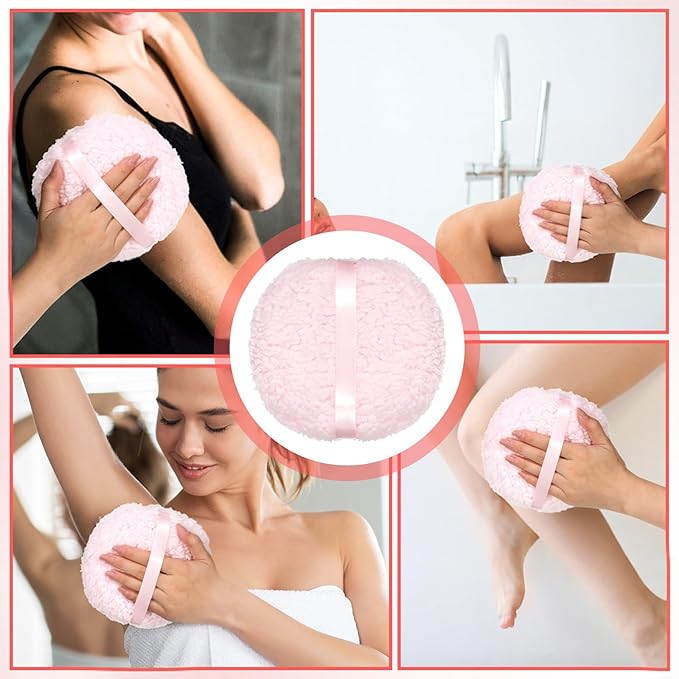 Body Powder Puff, 6'' Large Body Powder Applicator Round Soft Powder Puff Oversize Dust Puffs for Women (Pink)