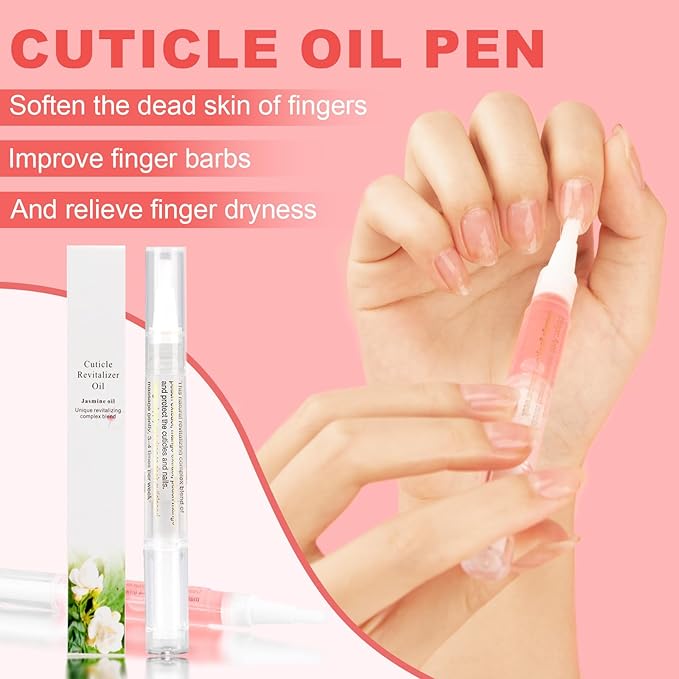 3PCS Nail Cuticle Oil Pens with Nail File, Natural Cuticle Oil for Nail Care, Moisturizing Nail Oil for Dry Nails & Cuticles (Pineapple & Peach & Jasmine Scent)