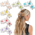 YONOY 6Pcs Flower Hair Clips for Women,Non-Slip Matte Flower Hair Clips for Women,Hawaiian Hair Flower Clip Large Plumeria Banana Cute Clip Beach Hair Accessories (Pearlescent color)