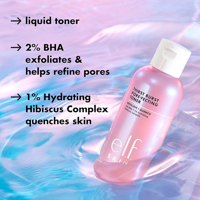 e.l.f. SKIN Thirst Burst Pore-fecting Toner, Hydrating for Face, Smooths, Plumps & Minimizes Pores, Infused with Salicylic Acid, Vegan & Cruelty-Free