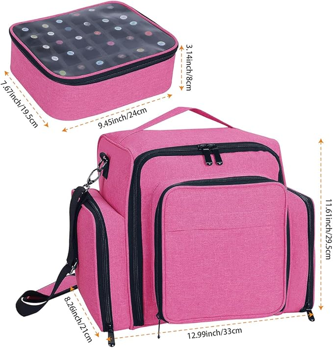 UOZL Nail Polish Organizer Case Hold 60 Bottles with 2 Detachable Bag,Red