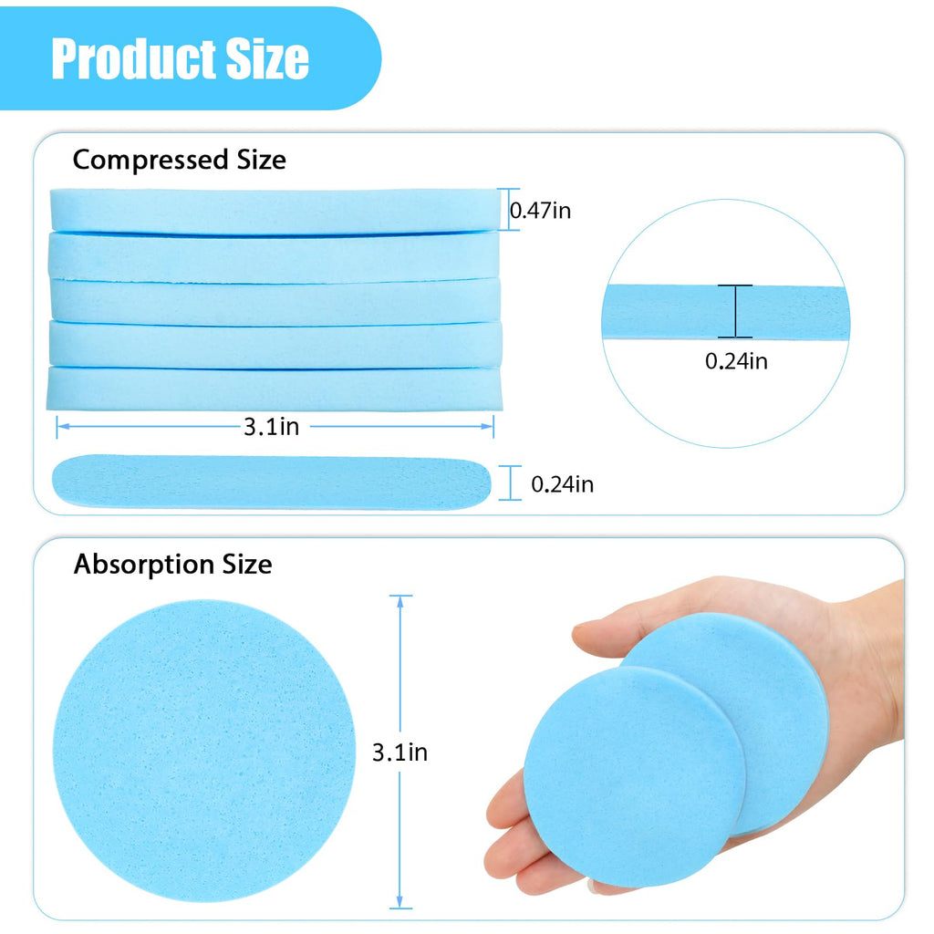 120 Pcs Facial Sponge Compressed, Luxiv Face Cleansing Sponge Estheticians Compressed Makeup Facial Sponge Round Wash Face Sponges for Women Compress Exfoliating Removal Sponge (blue)